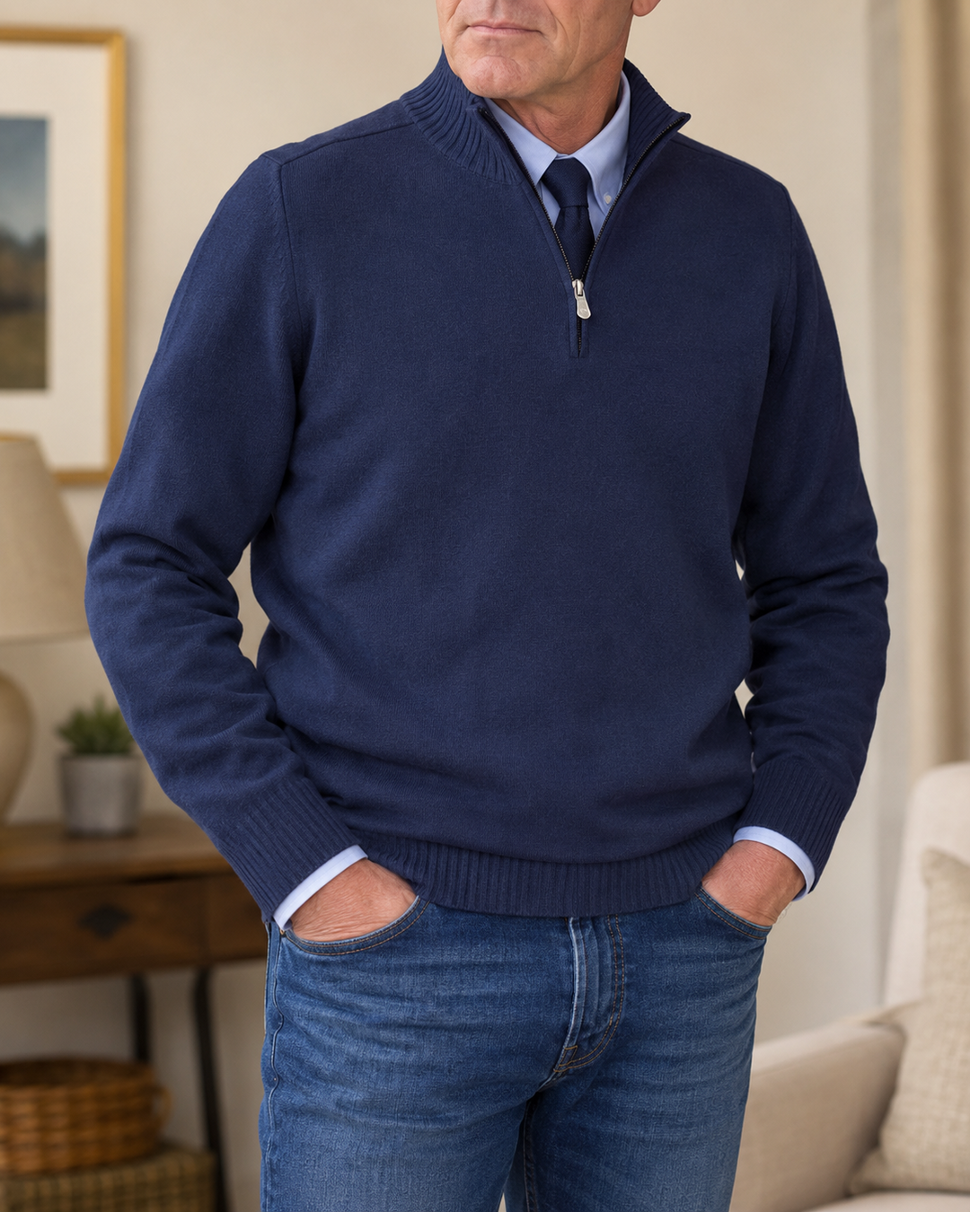 Abdel – Langarmpullover Mit Viertelreißverschluss
