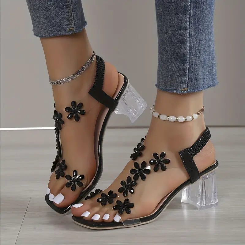 Graciela - Sandalen Mit Hohen Absätzen Und Blumenkristallen