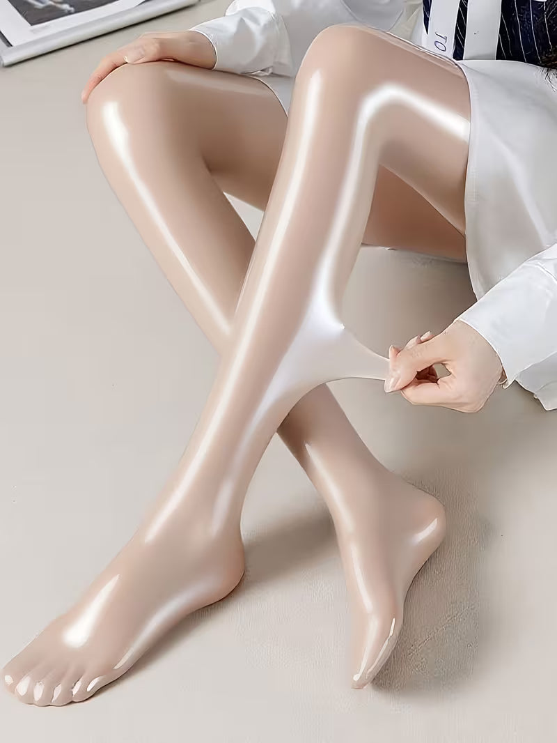 Bekah – Hochglänzende Stretch Strumpfhose Mit Fußteil