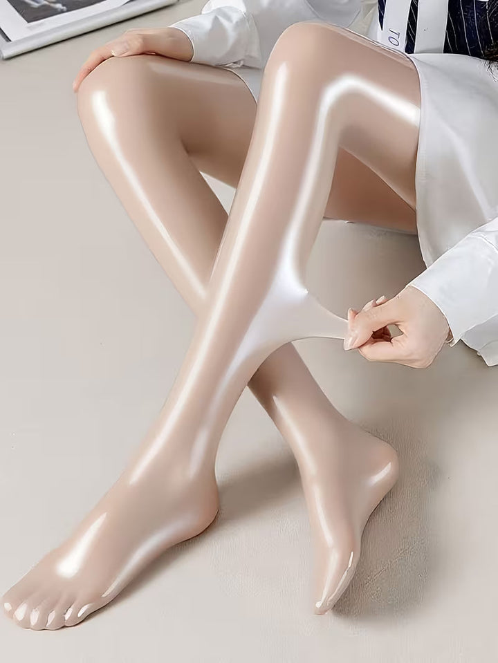 Bekah – Hochglänzende Stretch Strumpfhose Mit Fußteil