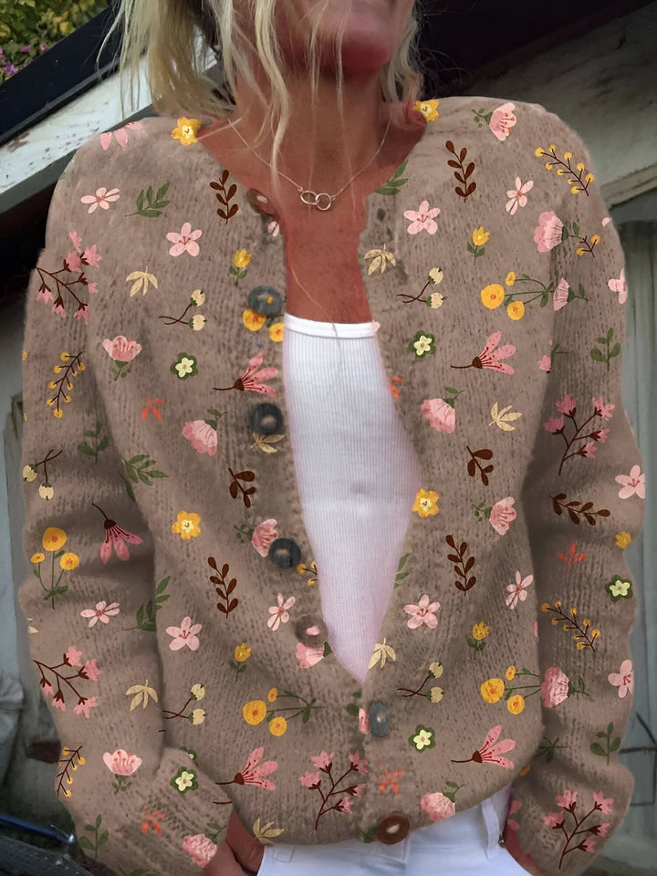 Alvimia - Modische Strickjacke Mit Blumenmuster