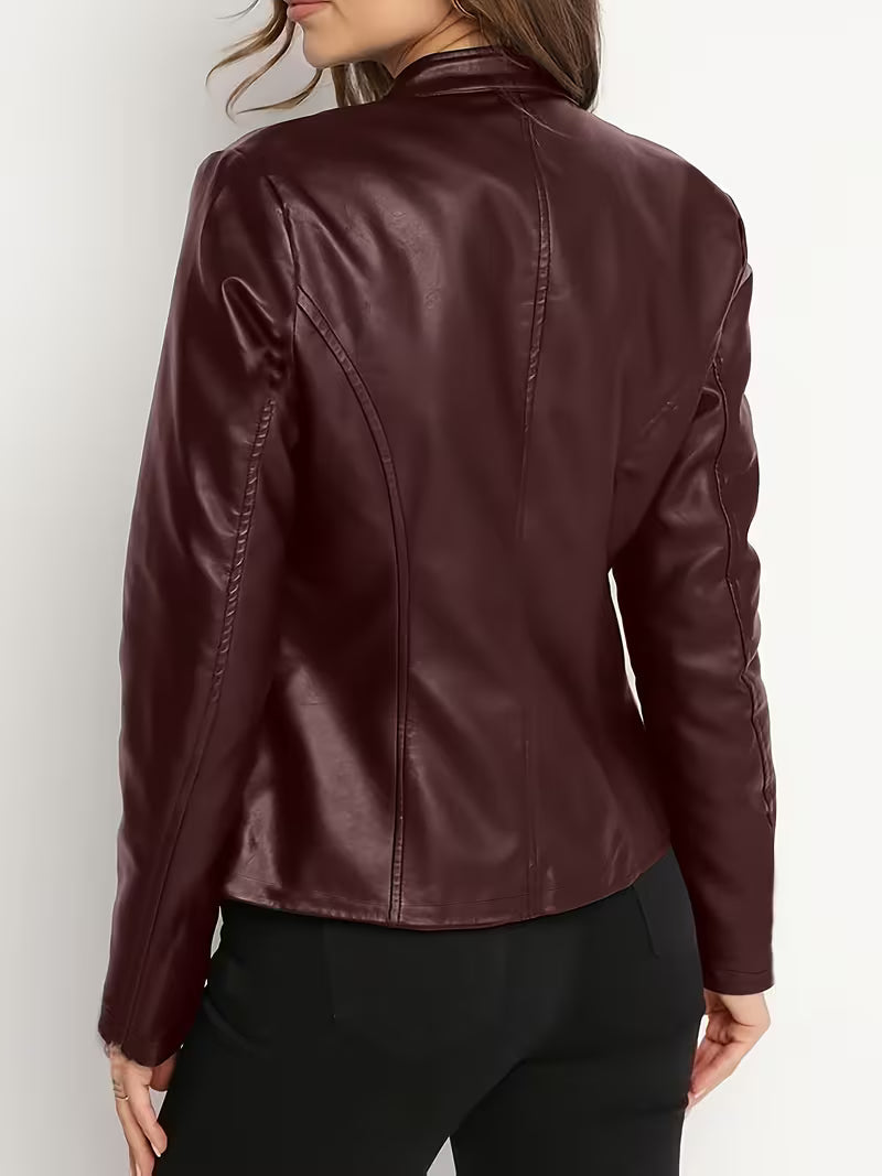 Siliena – Elegante Kunstlederjacke Mit Reißverschluss
