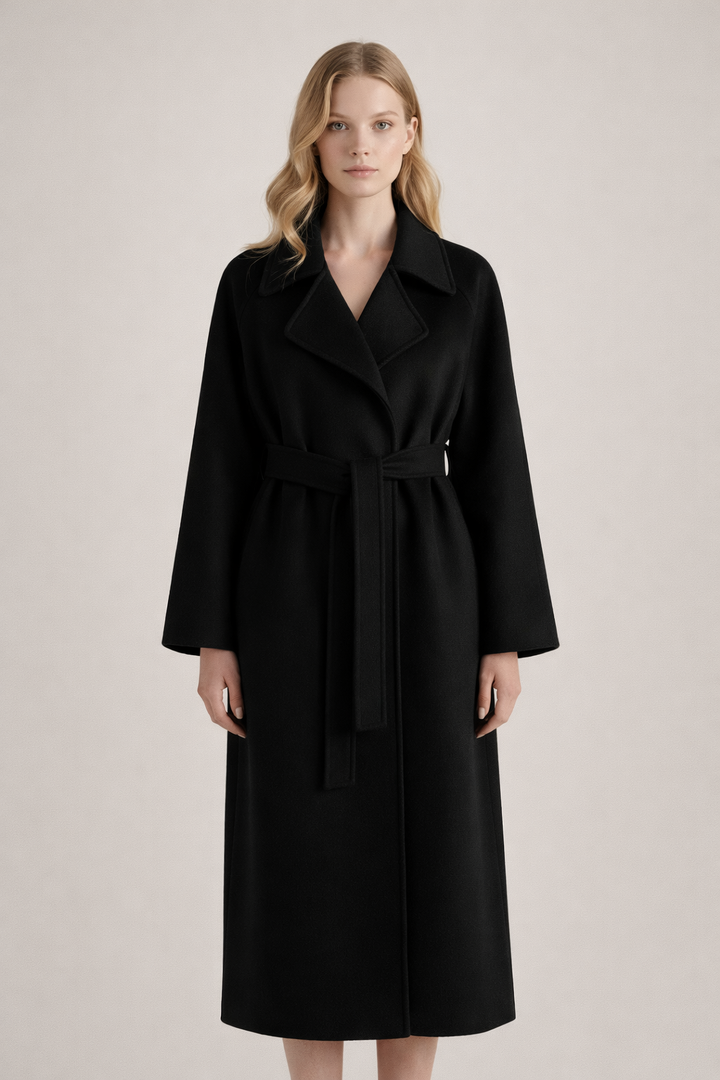 Shulamit - Eleganter Langarm Mantel Mit Gürtel