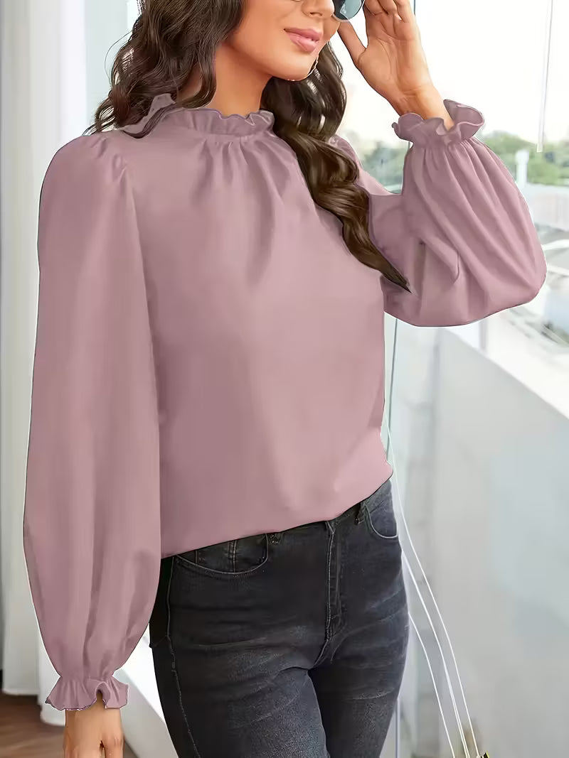 Aurelija – Bluse Mit Rüschen Kragen Und Puffärmeln