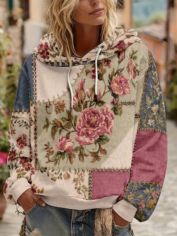 Norella – Langärmliges Kapuzenshirt MIT Blumen-patchwork