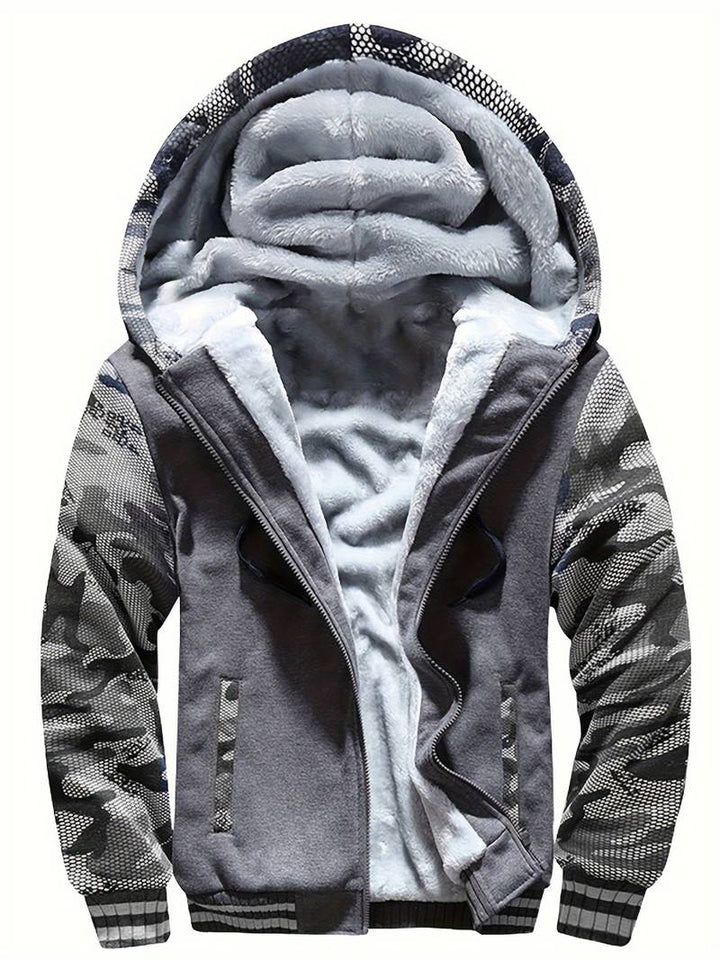 Oziel - Warme Fleece Jacke Mit Kapuze Und Reißverschluss