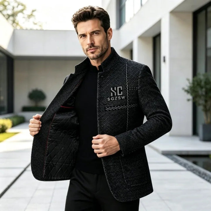 Samsam - Blazer Mit Mandarin Kragen in Schmaler Passform
