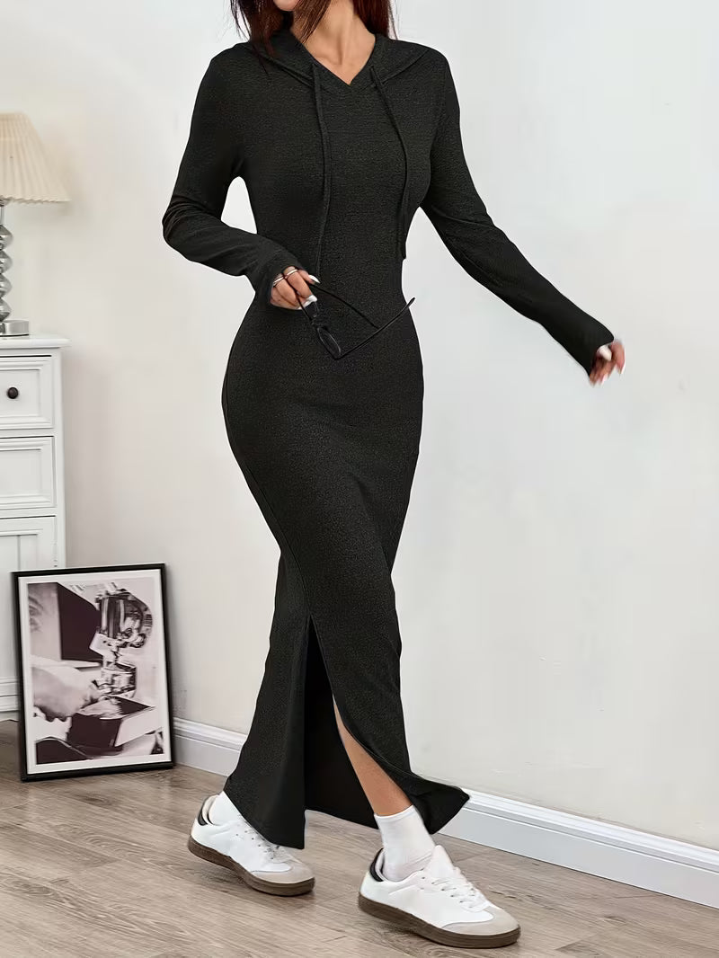 Dahye – Langärmliges Maxikleid Mit Kapuze