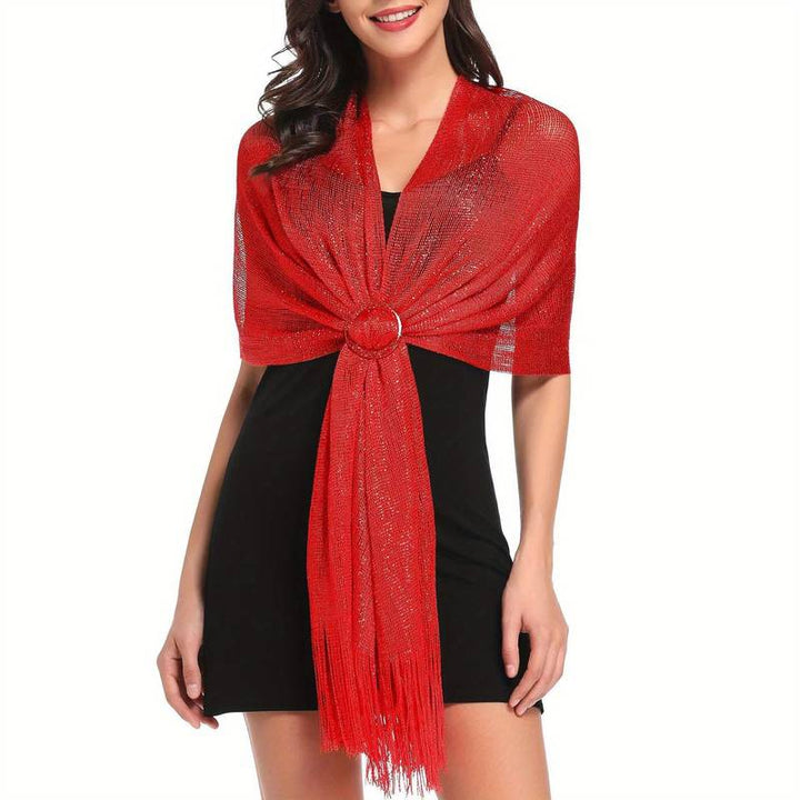 Shoshana - Elegante Dekorative Schal Spitze Mit Quaste Und Metallischen Schals