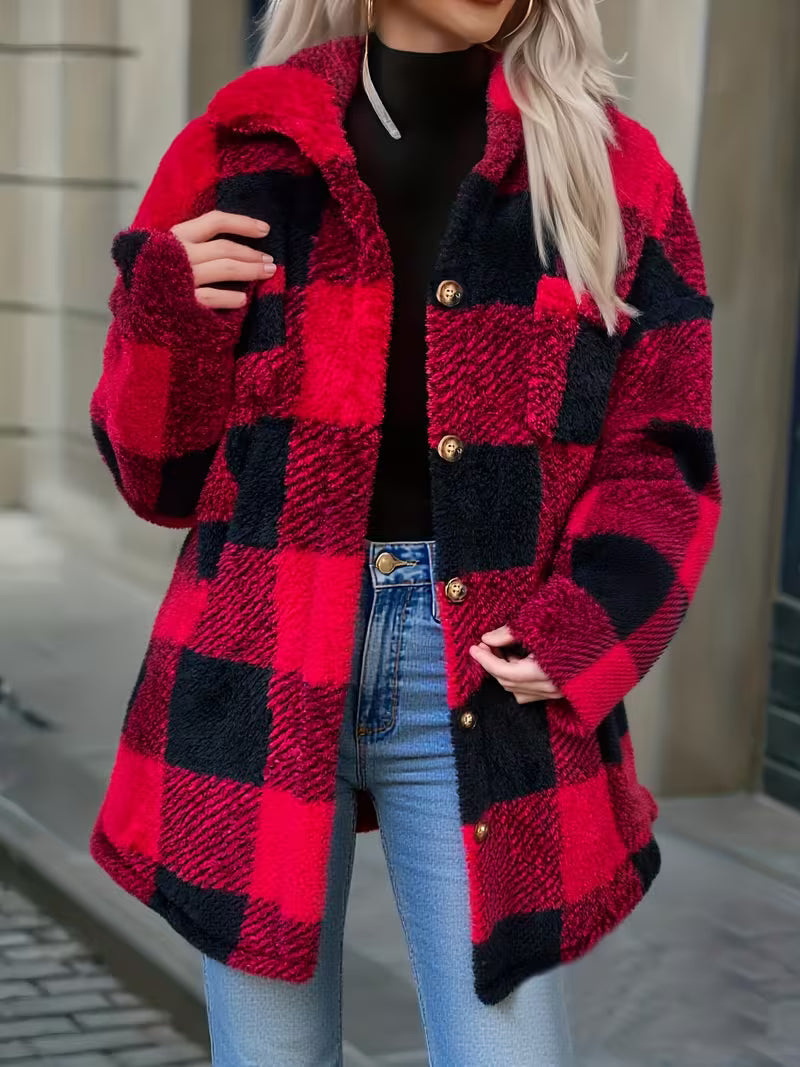 Zariana – Plüschjacke Mit Kariertem Muster im Grenzüberschreitend-Stil