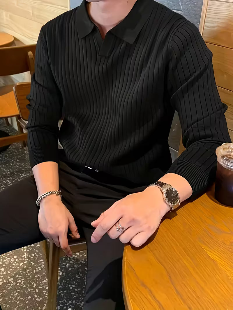 Kaeran – Eleganter Polo-Pullover Aus Geripptem Strick