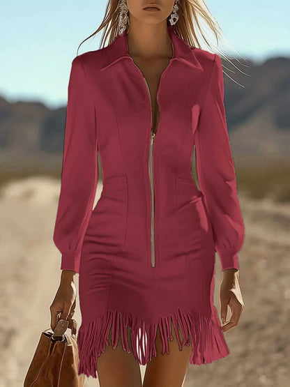 Rittika – Kleid Mit Reißverschluss Und Fransenbesatz