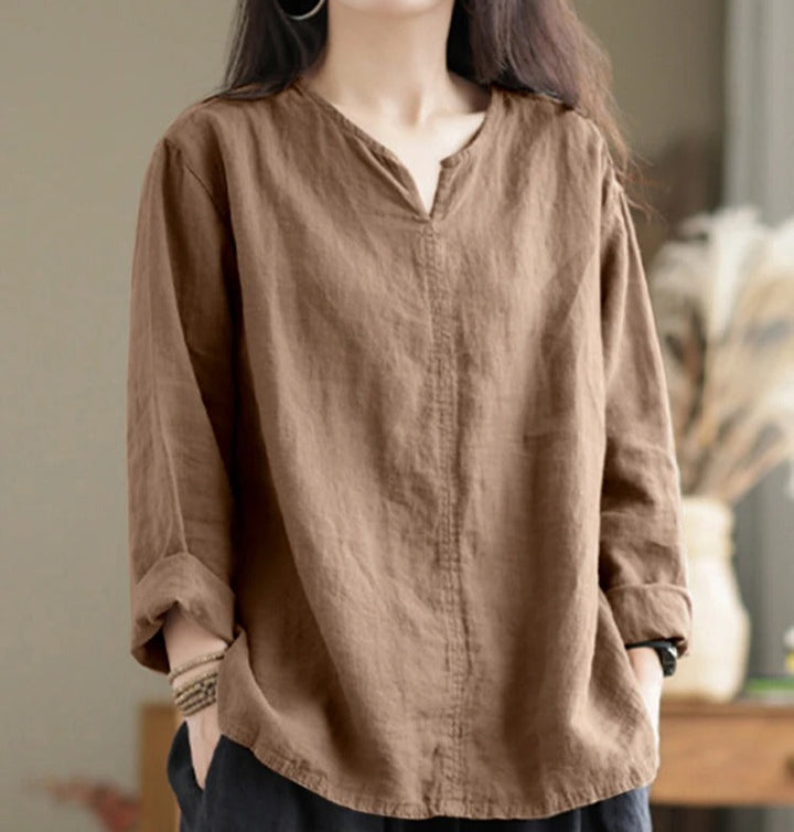 Maaike – V Ausschnitt Bluse aus Baumwolle