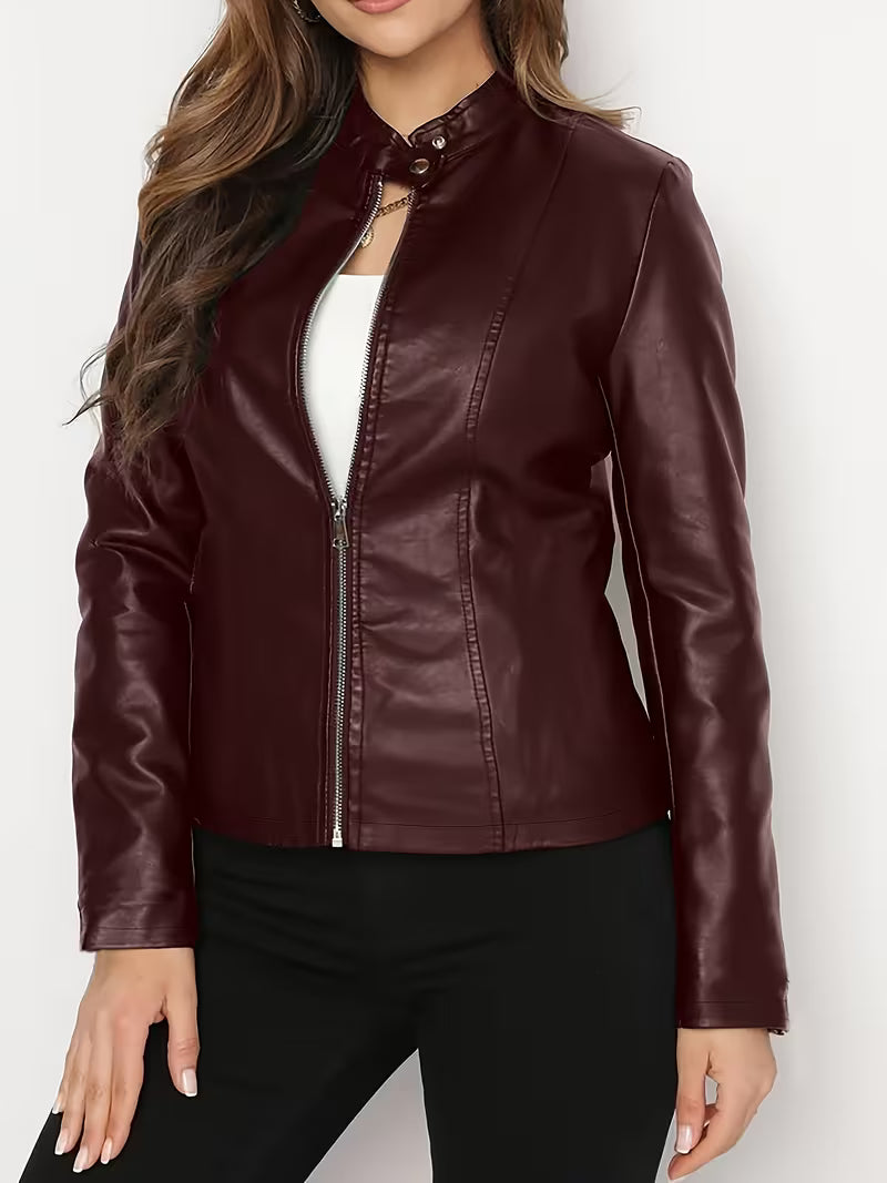 Siliena – Elegante Kunstlederjacke Mit Reißverschluss