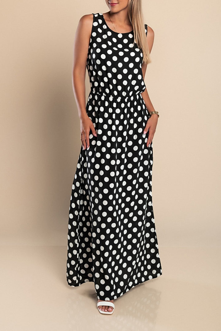 Lyna - Gepunktetes Maxi Kleid