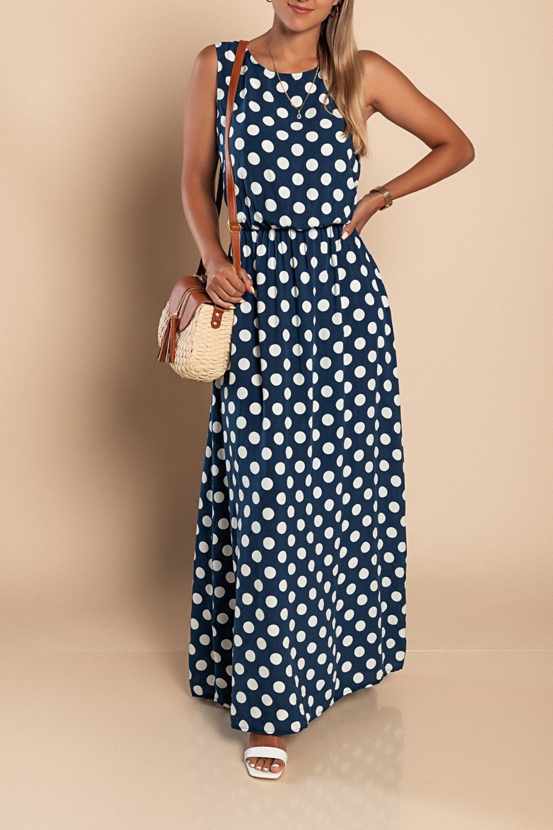 Lyna - Gepunktetes Maxi Kleid