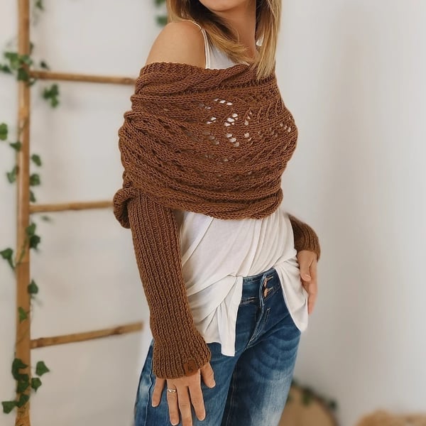 Reinhilde –  Doppelten Ärmeln Shawl Schal