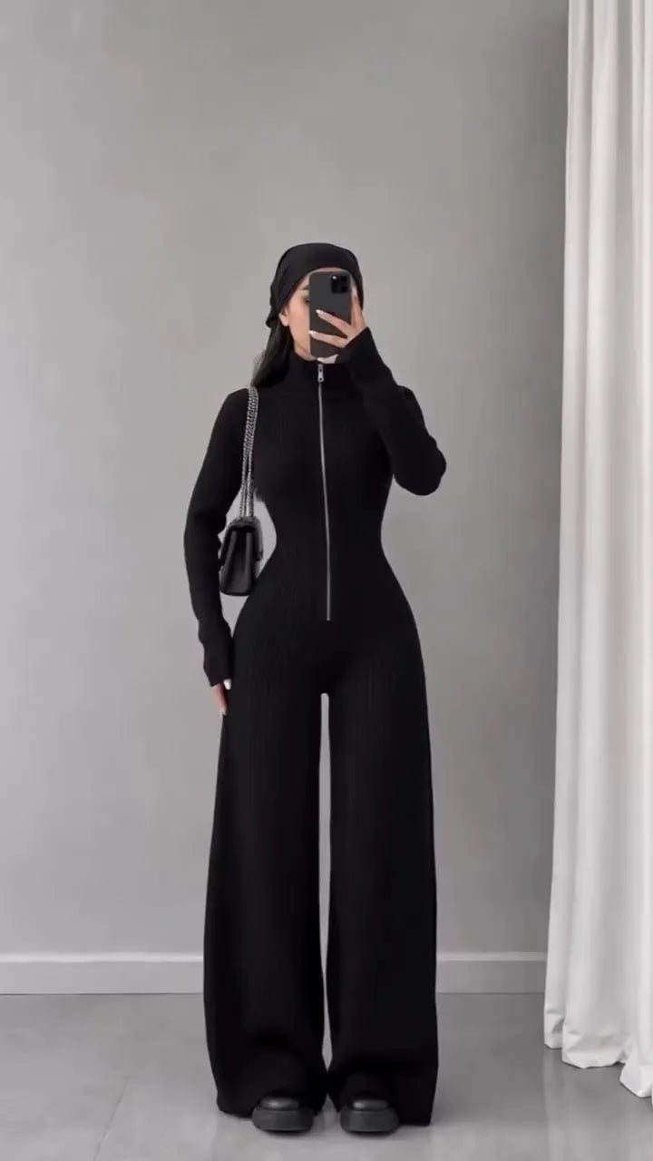 Libby – Overall Aus Geripptem Strick Mit Weitem Bein