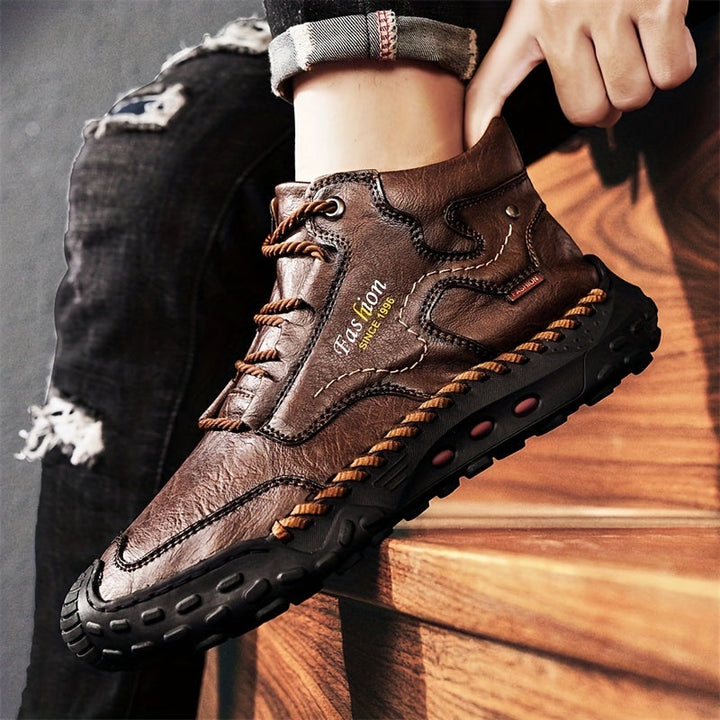 Kolman – Lässige Leder Schnürstiefeletten Mit Rutschfester Sohle
