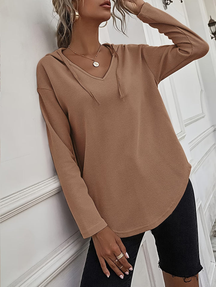 Seonie – Langarm Kapuzenpulli Mit V-ausschnitt