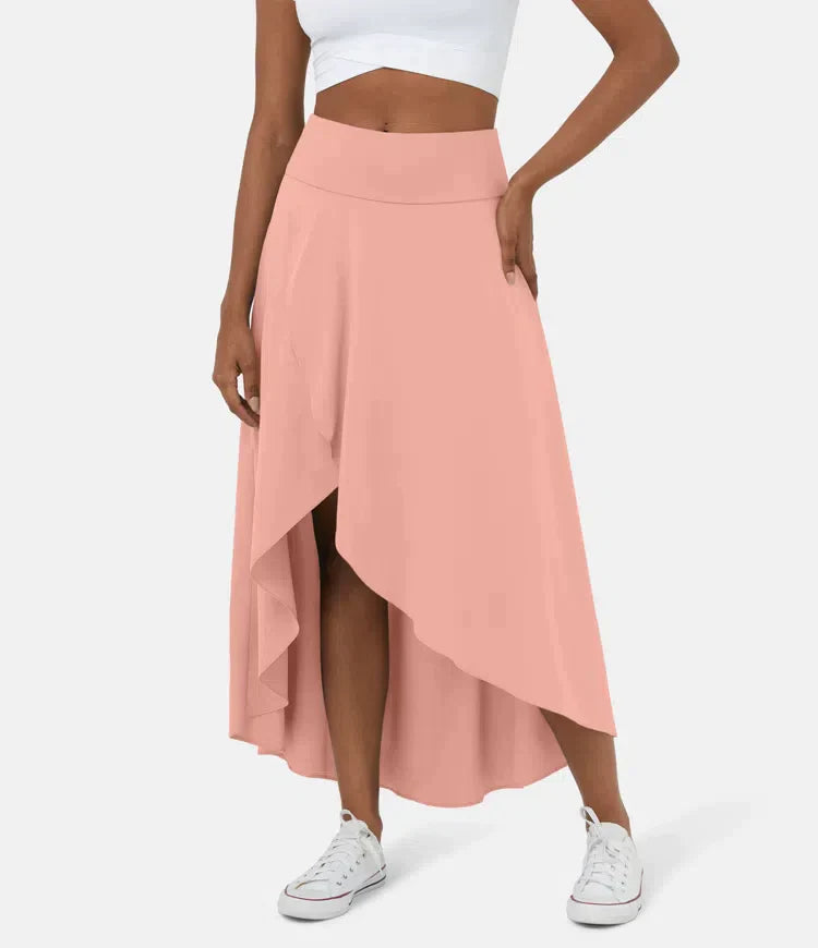 Keisha - Lässiger Midirock Mit Hoher Taille Und Tiefem Volantrock
