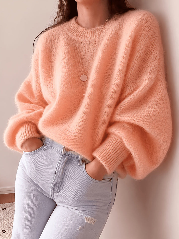 Margaretha – Strickpullover mit Rundhalsausschnitt und Ballonärmeln