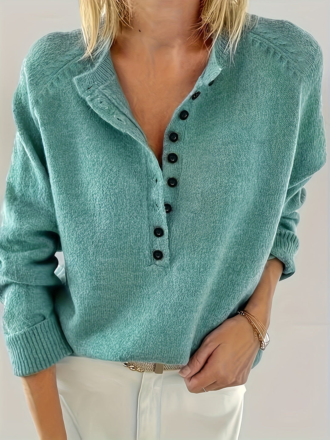 Yelena - Langärmeliger Pullover Mit Knöpfen