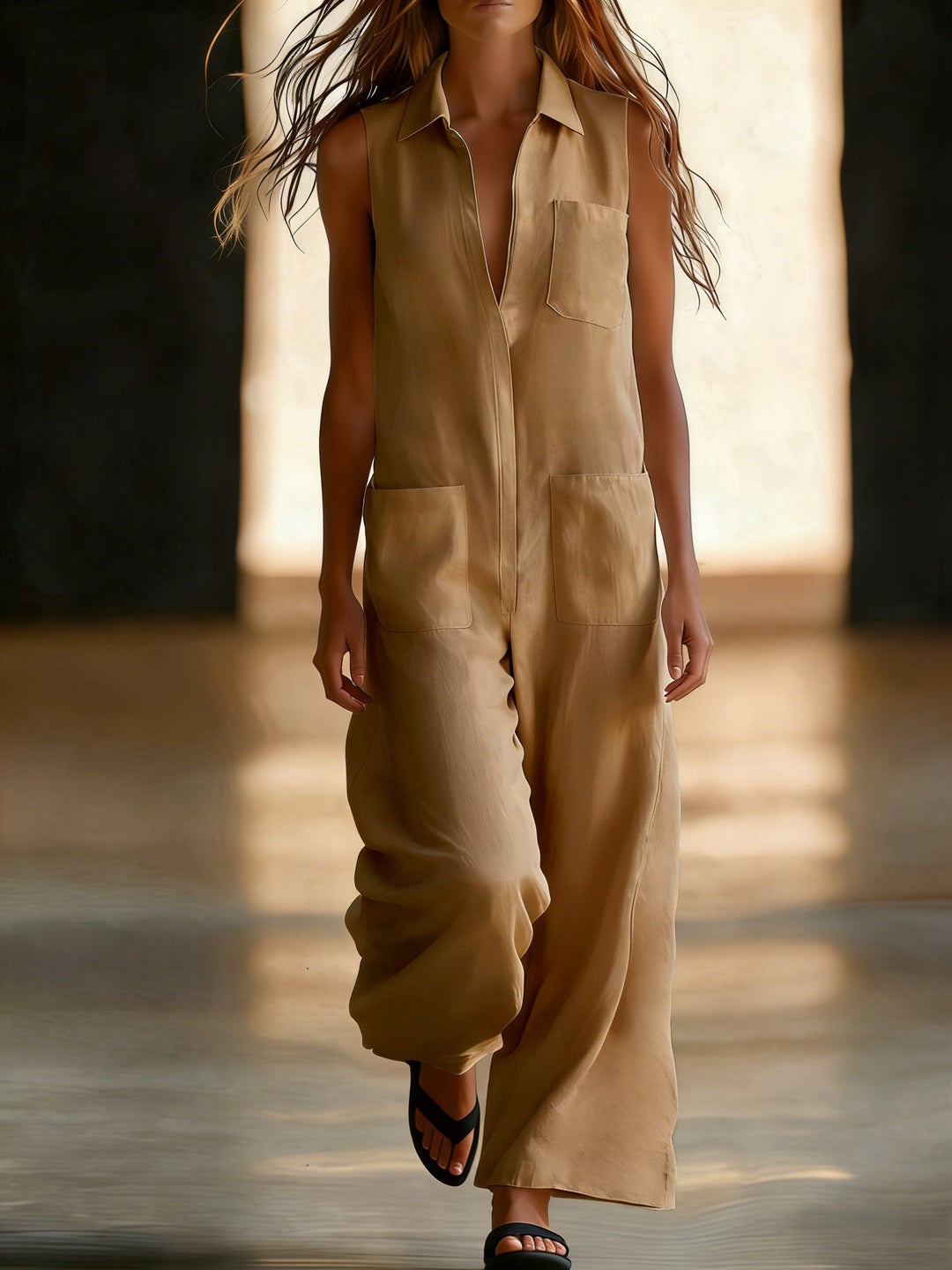 Kristiana - Lässiger Overall Mit Weitem Bein Und Tasche