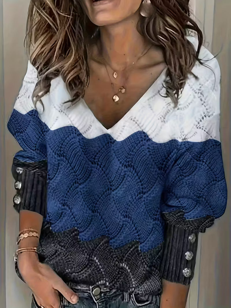 Sinara – Eleganter Pullover Mit V-Ausschnitt Und Langen Ärmeln