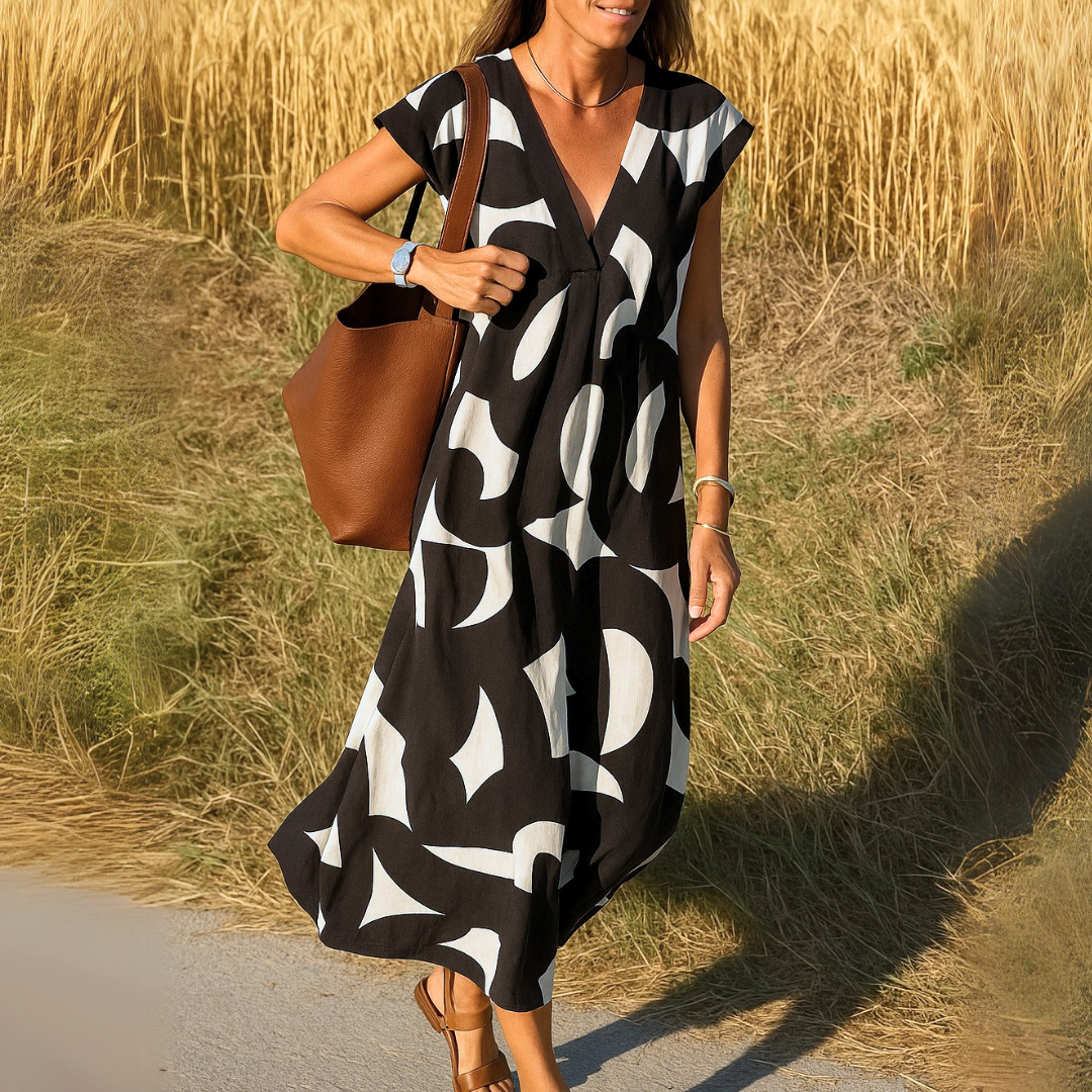 Gabby - Langes Kleid Mit V-ausschnitt
