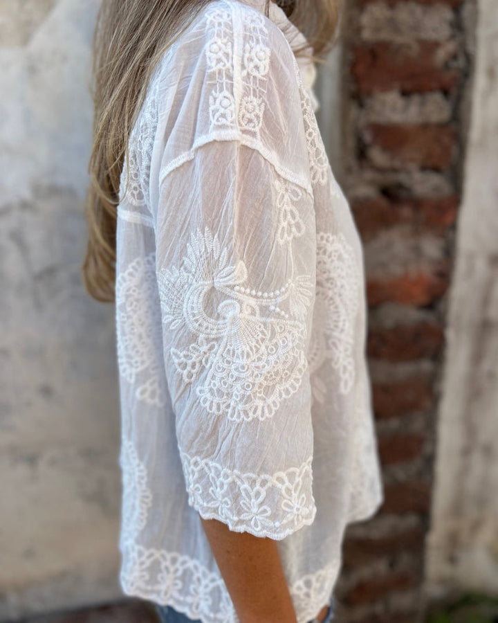 Lorrie - Chic Bluse Aus Bestickter Spitze