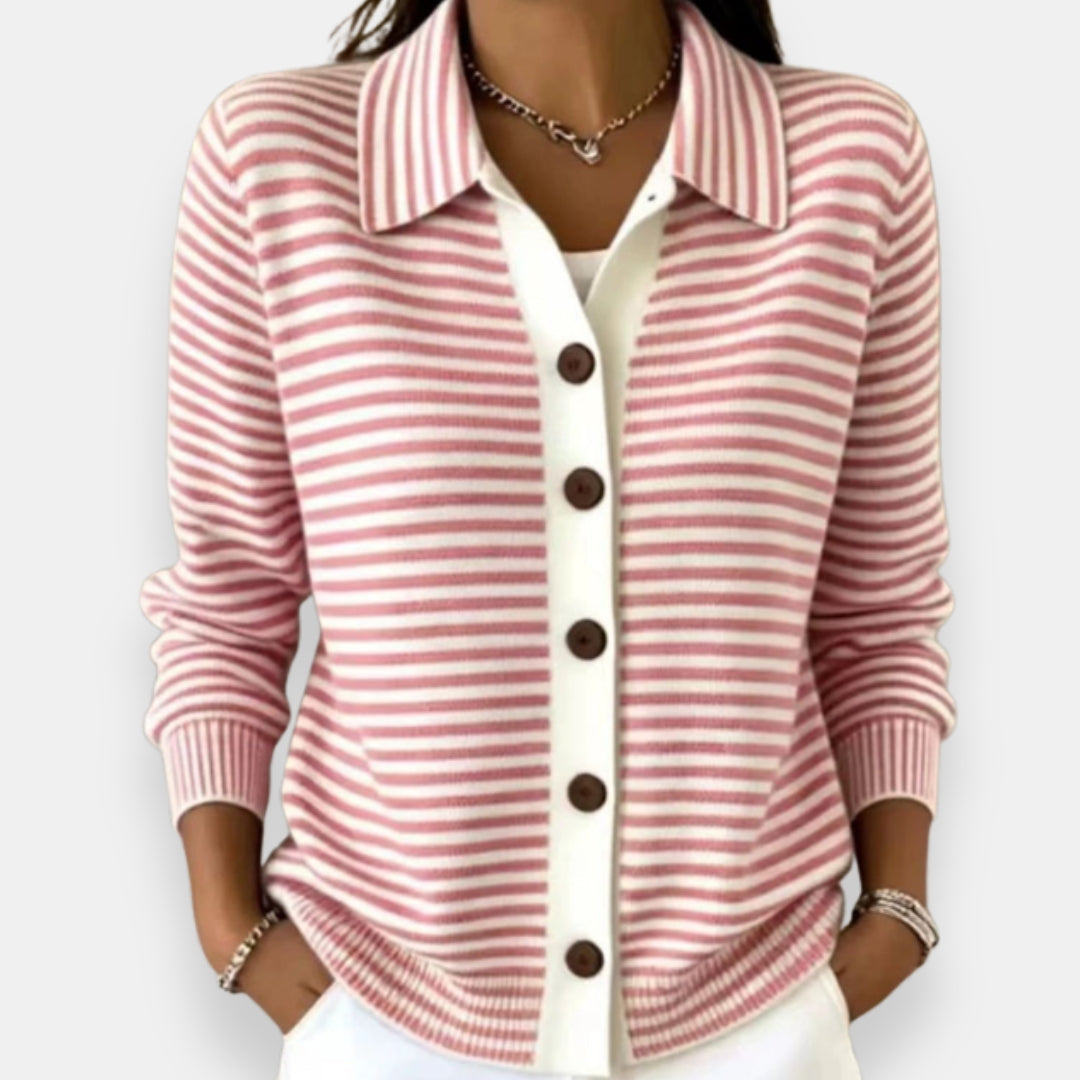 Kerana - Gestreifter Strickcardigan Mit Knöpfen
