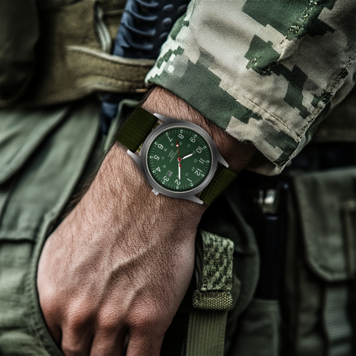 Lässige Armbanduhr, inspiriert von Militäruhren