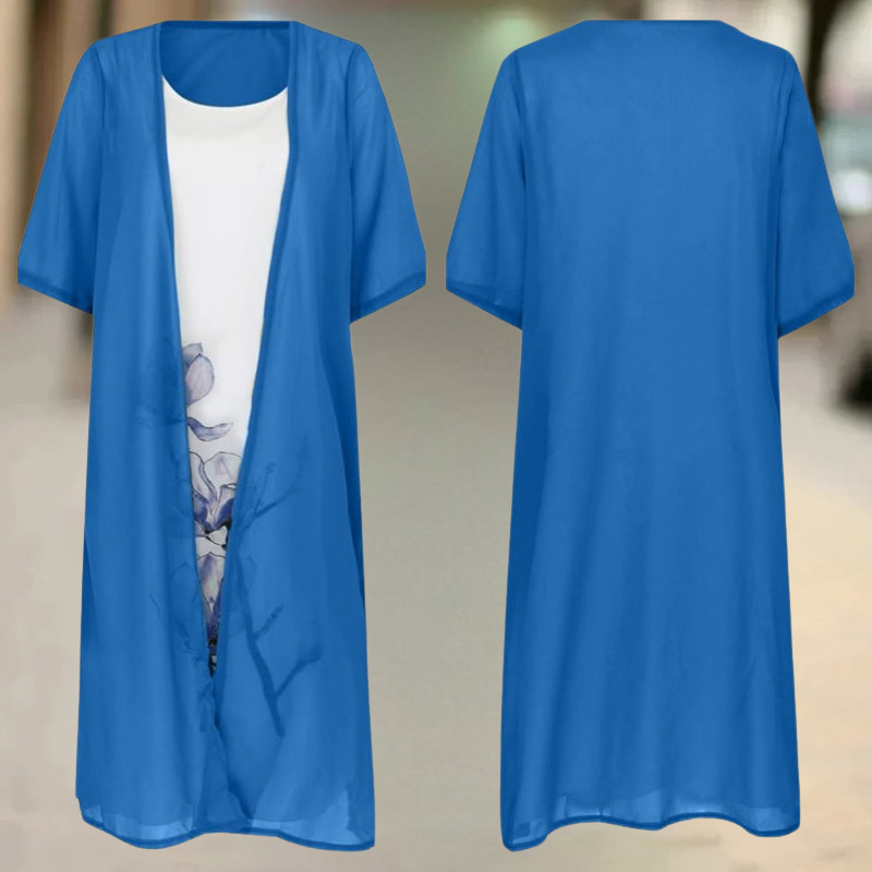 Nasira - Langes Baumwollkleid mit Rundhalsausschnitt