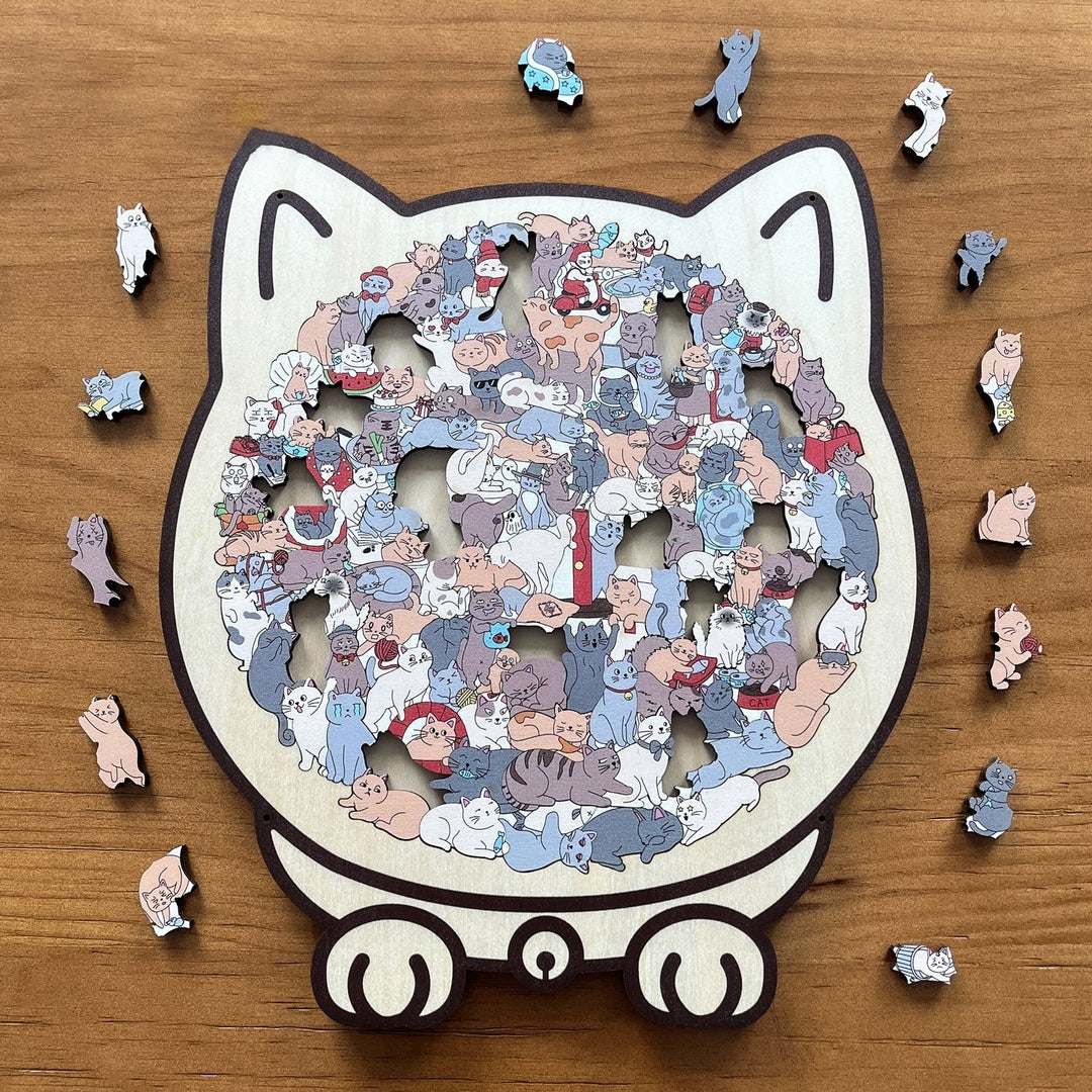 KittyCluster – 135-Teiliges Holz Rätsel In Katzenform