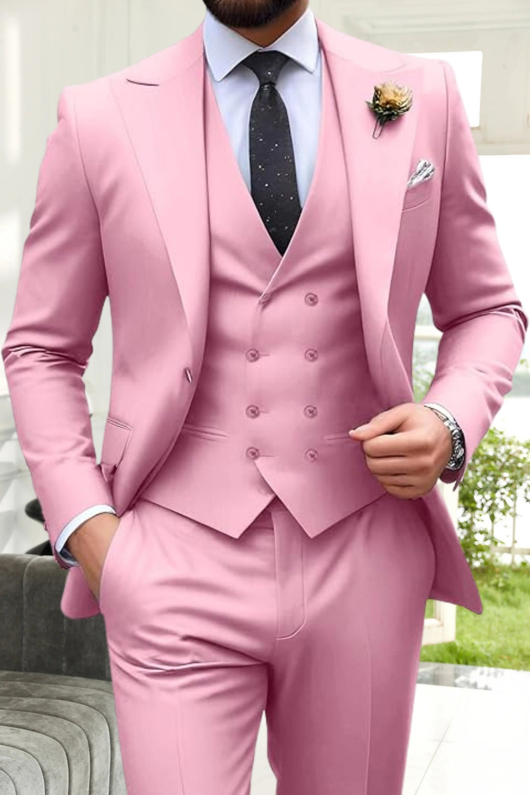 Gremist - Spitze Revers Slim Fit 3-Teilige Anzüge