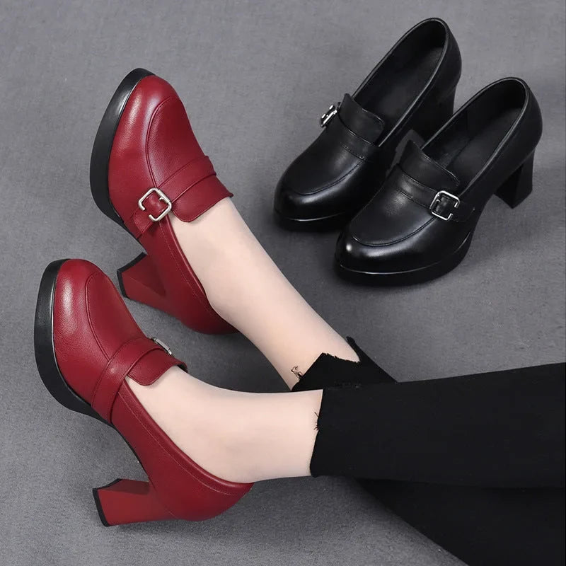 Sonnia - Vielseitige Leder Schuhe Mit Absatz