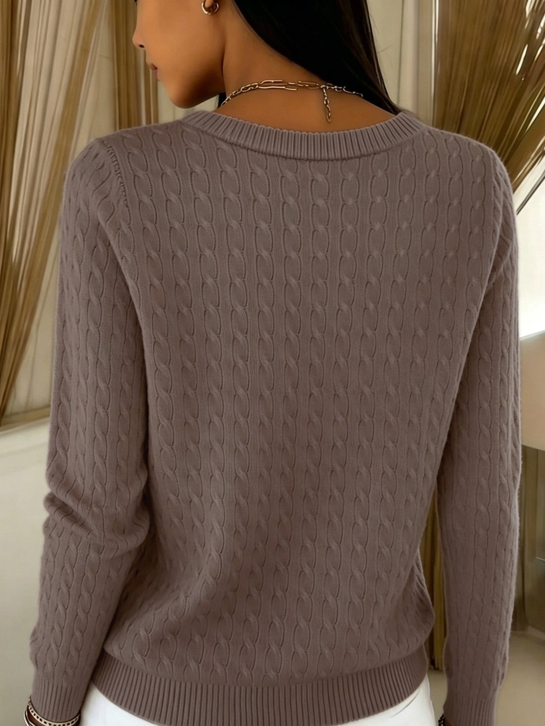 Kitija – Strickjacke im Zopfmuster Mit Knöpfen