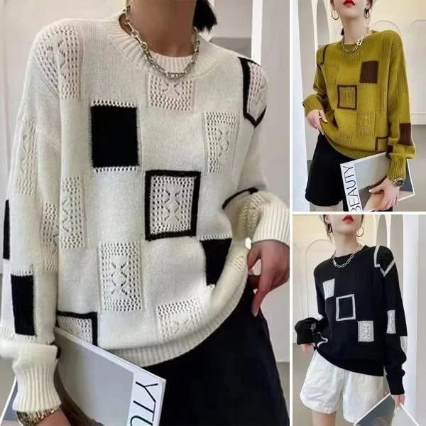 Aniska – Strick Pullover Mit Blockmuster