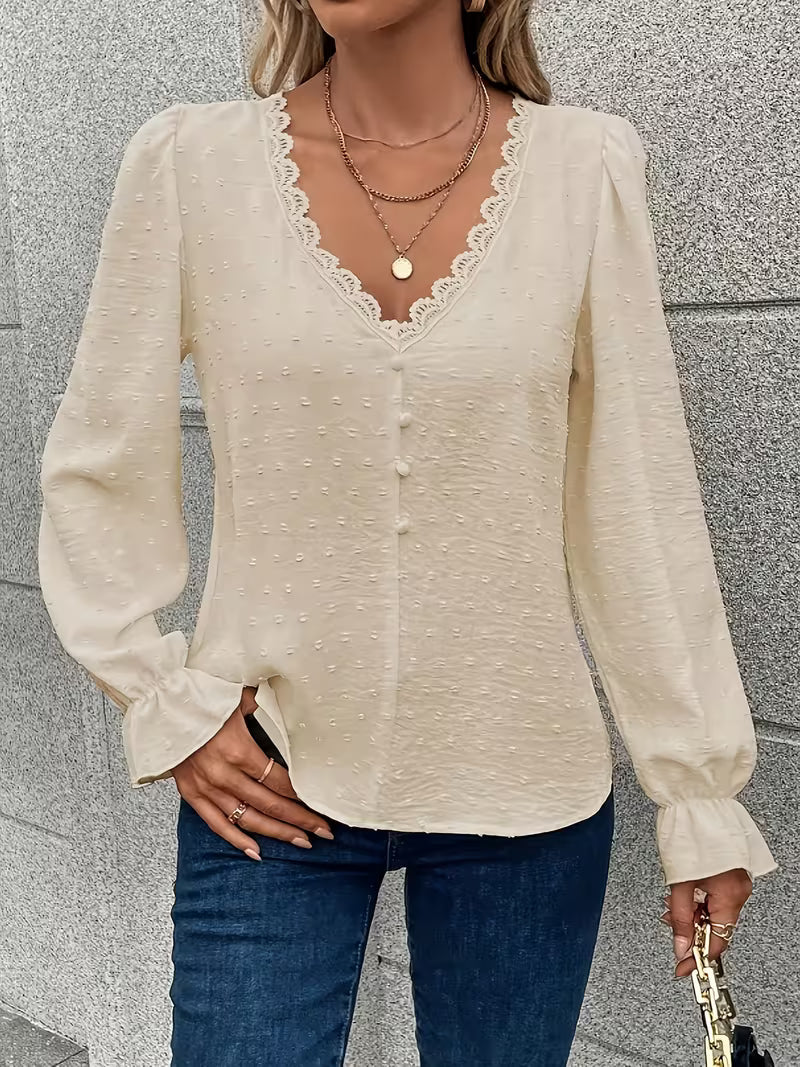 Rejina – Elegante Bluse Mit Spitzenkragen