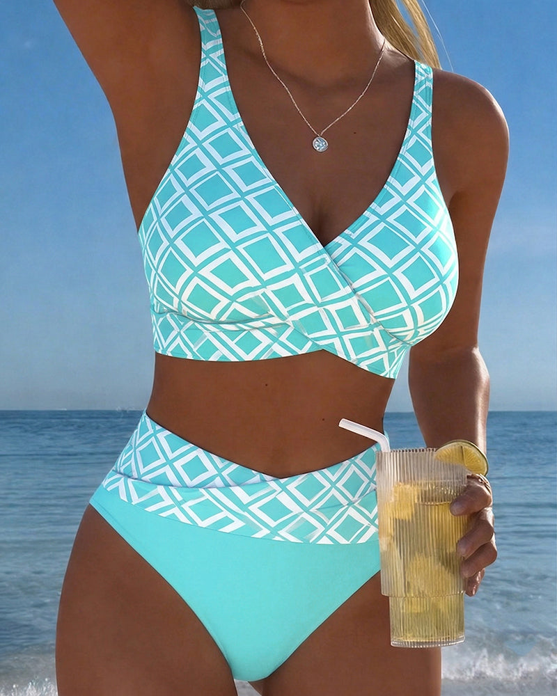 Chelvi - Eleganter Zweiteiliger Bikini mit Rautenmuster