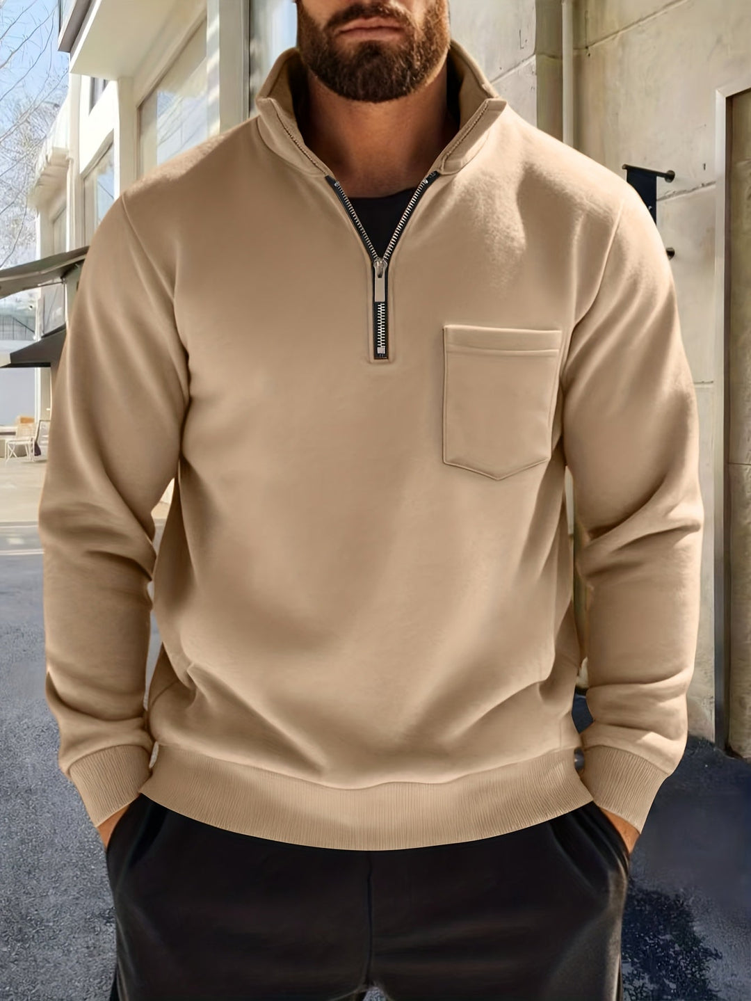 Nistor – Langarmshirt Mit Halbem Reißverschluss