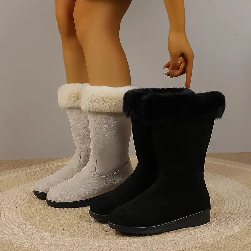 Neah - Warmer Langer Stiefel Mit Reißverschluss