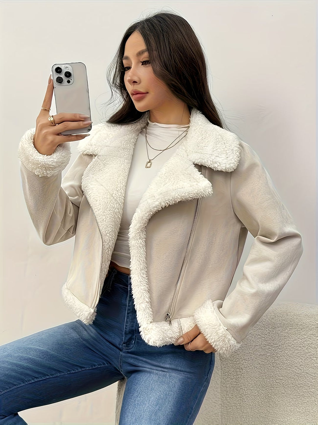 Eryka – Langärmelige Kunstlederjacke