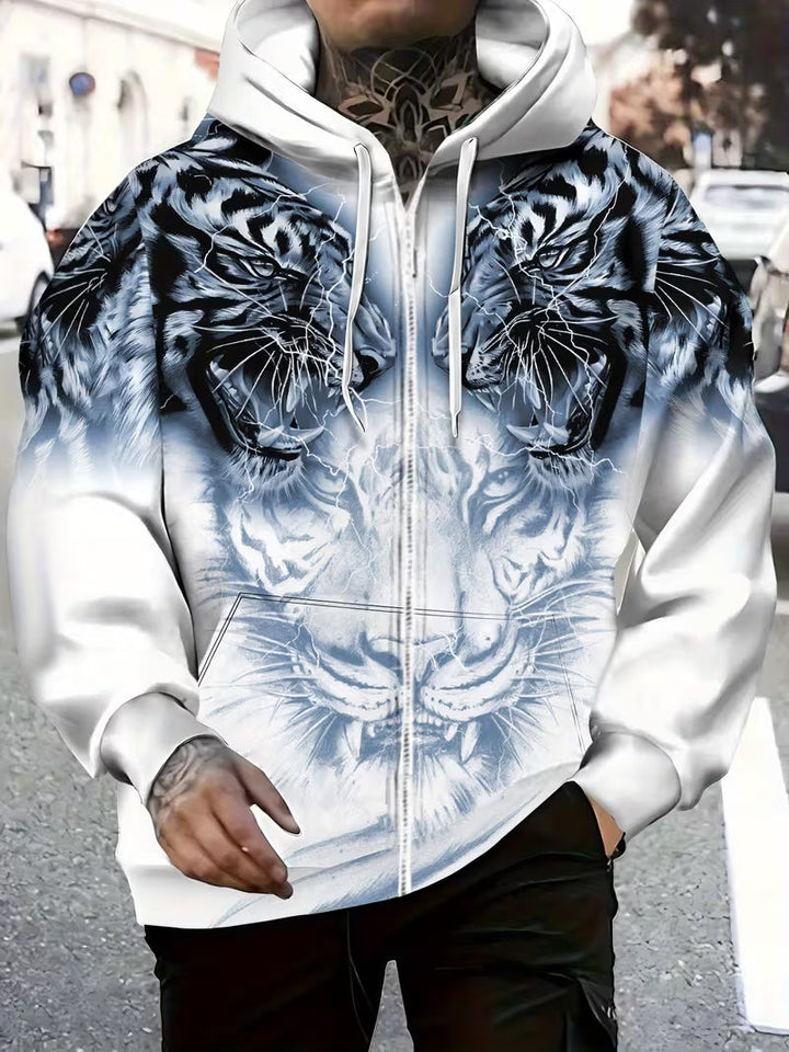 Luciano – Kapuzenpullover Mit Reißverschluss Und Tiger Muster