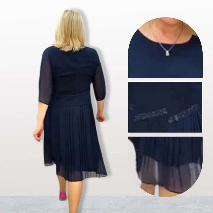 Kiernan - Elegantes Midikleid Mit Rundhalsausschnitt