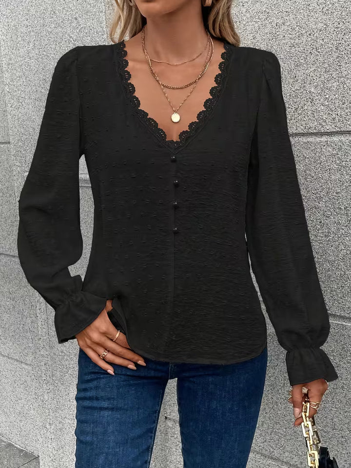 Rejina – Elegante Bluse Mit Spitzenkragen