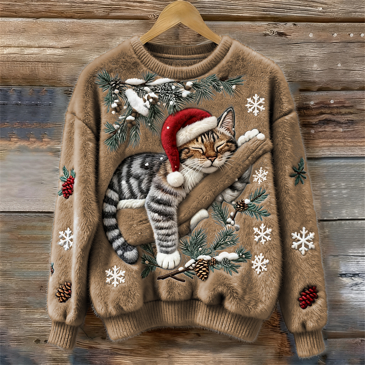 Elisabetta – Plüschpullover Mit Fauler Katze