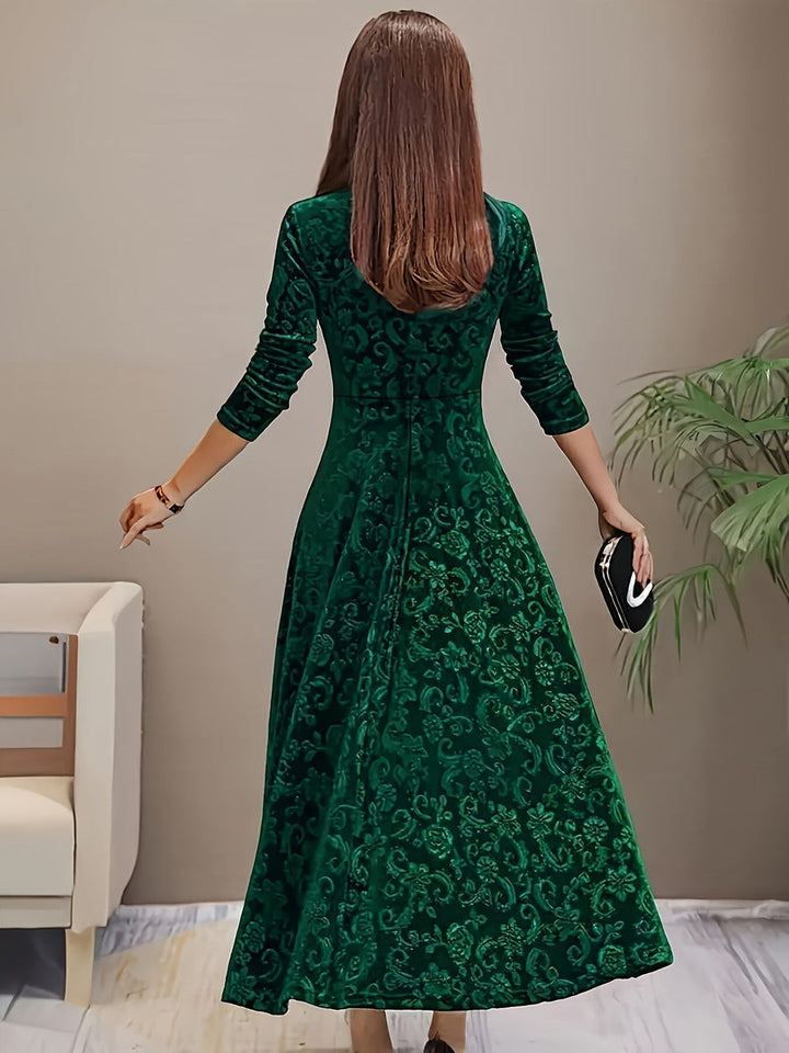 Otsuru - Elegantes SamtKleid Mit Langen Ärmeln