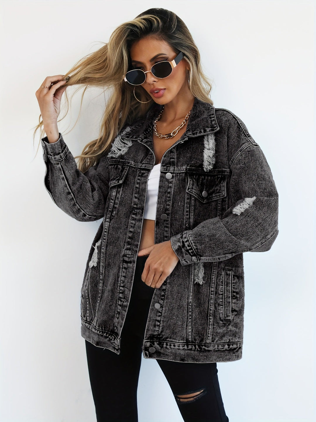 Keazjah - Wide Leg Denim Jacket